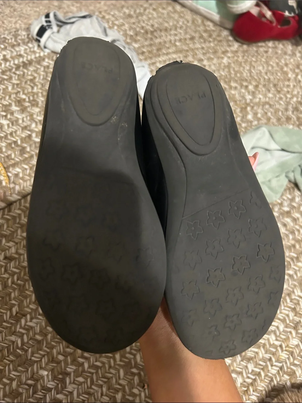 Girls Black Cat Mary Jane Shoes with Heart Detail